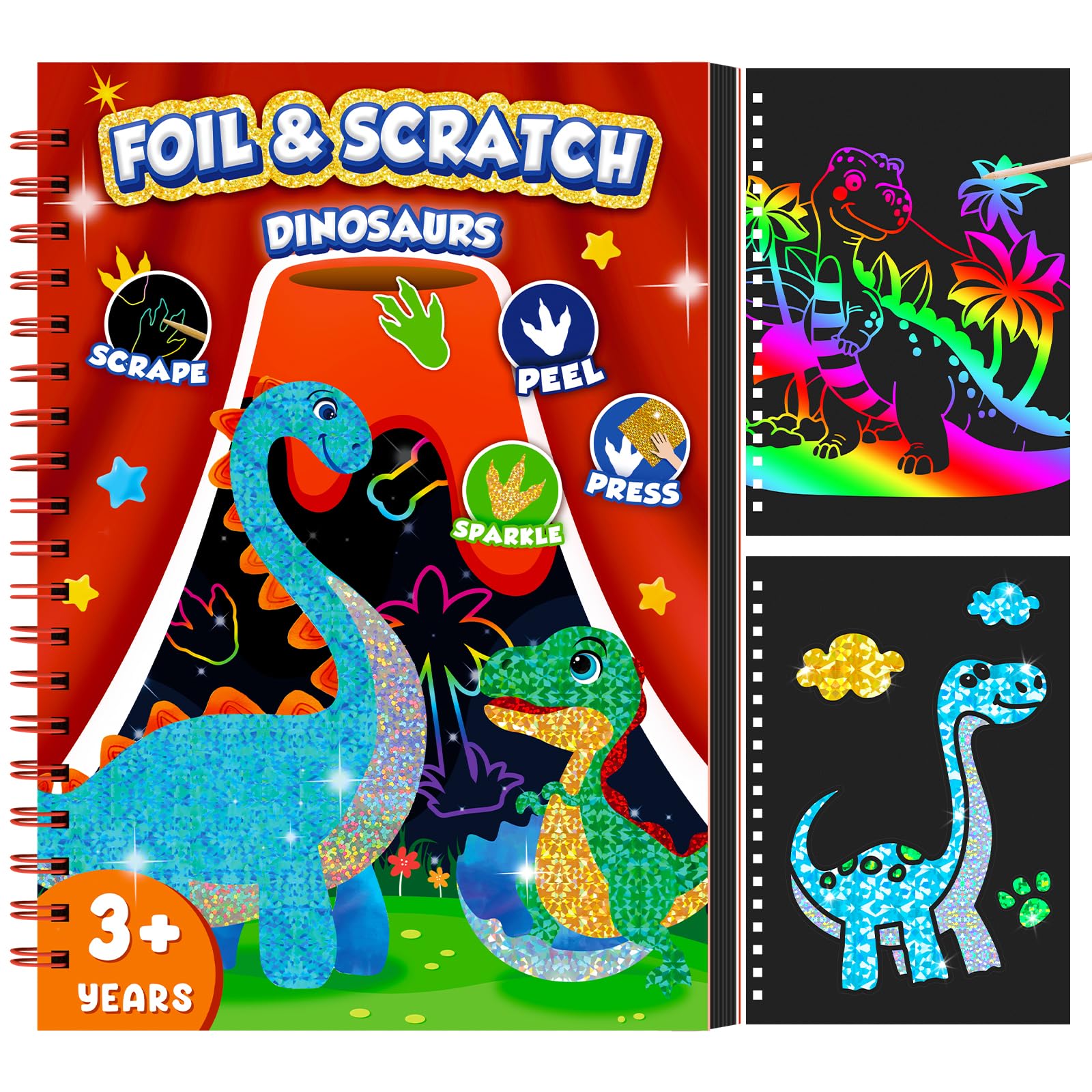 Art Craft Dinosaurs - Dinosaur Scratch Art Book for Kids