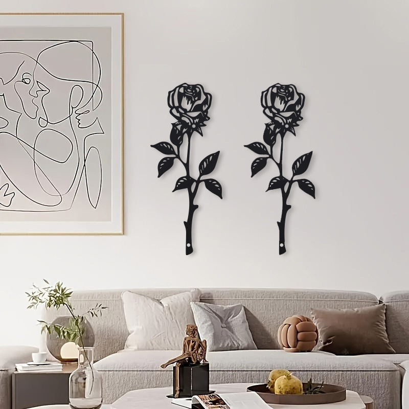 Art Craft Door - 1pc Metal Art Deco Rose Wall