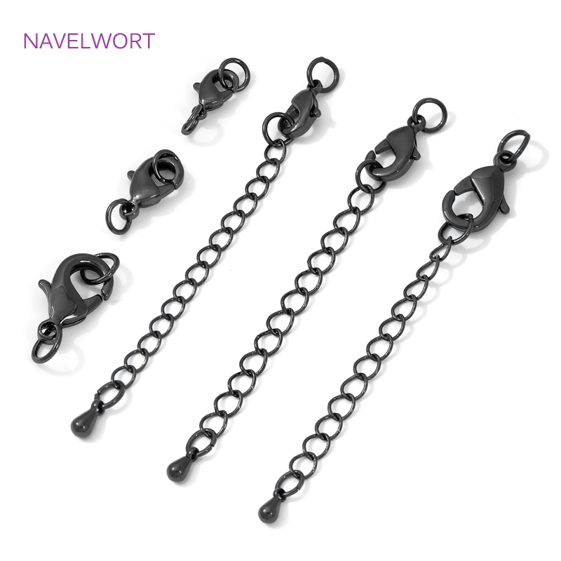 Art Craft Ideas - Black Color Brass Lobster Clasp&Extender Chain,Clasp