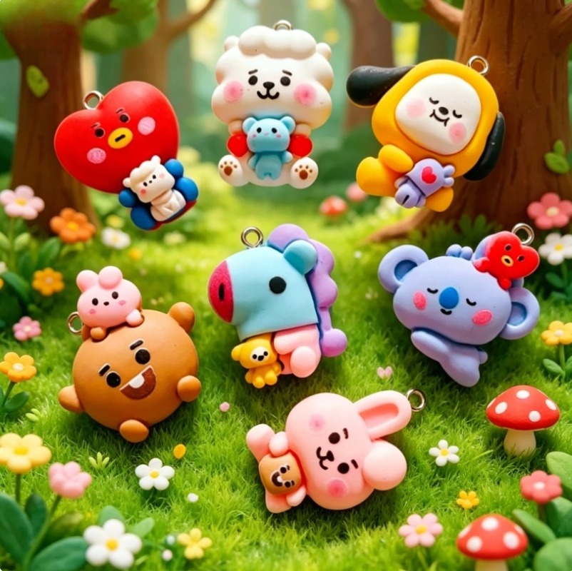 7pcs BT21 Resin Cartoon Charm  - огляд і ціна Art Craft Ideas