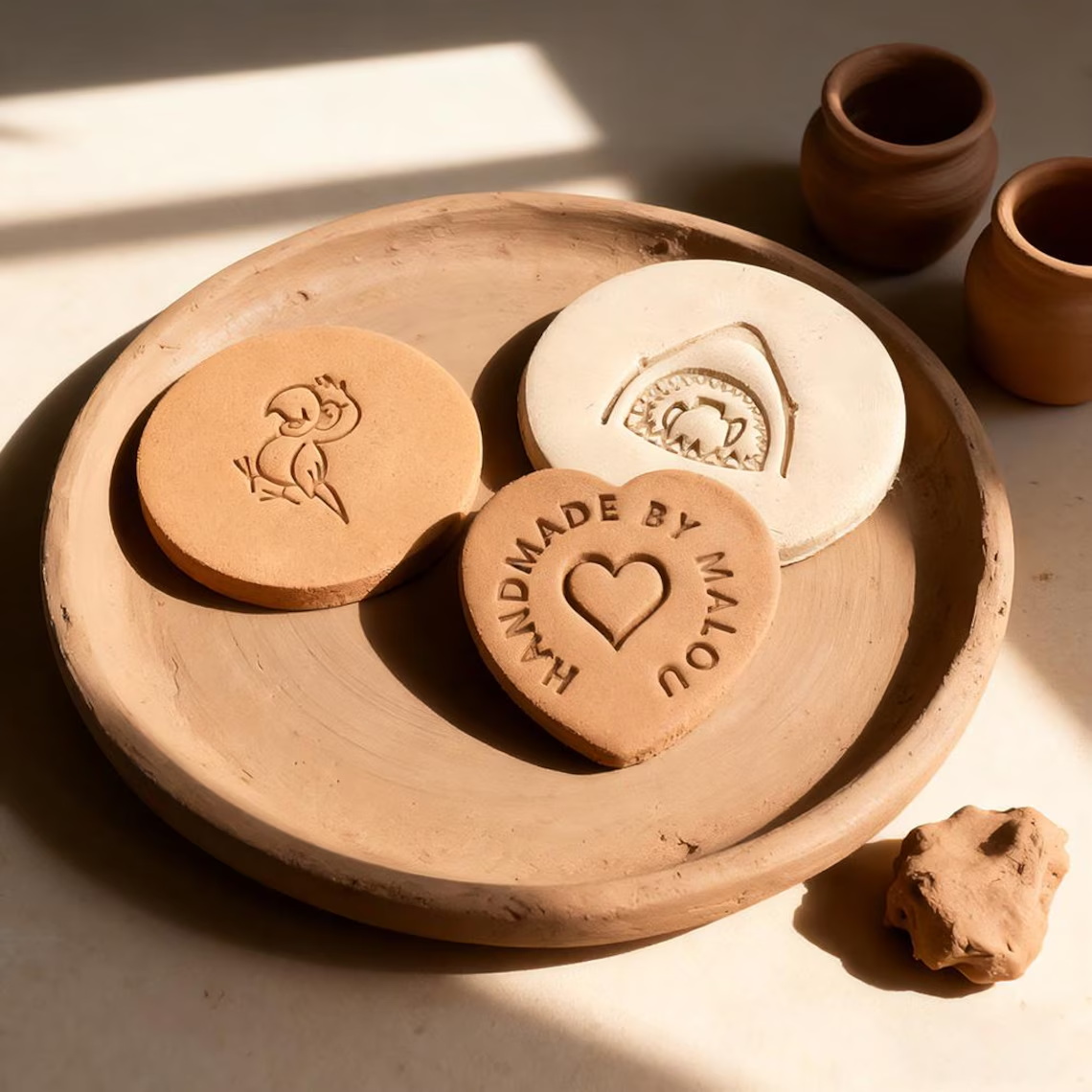 Custom Pottery Stamp for Clay, - огляд і ціна Art Craft Logo Design
